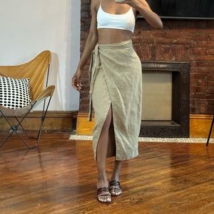 Reformation linen wrap skirt